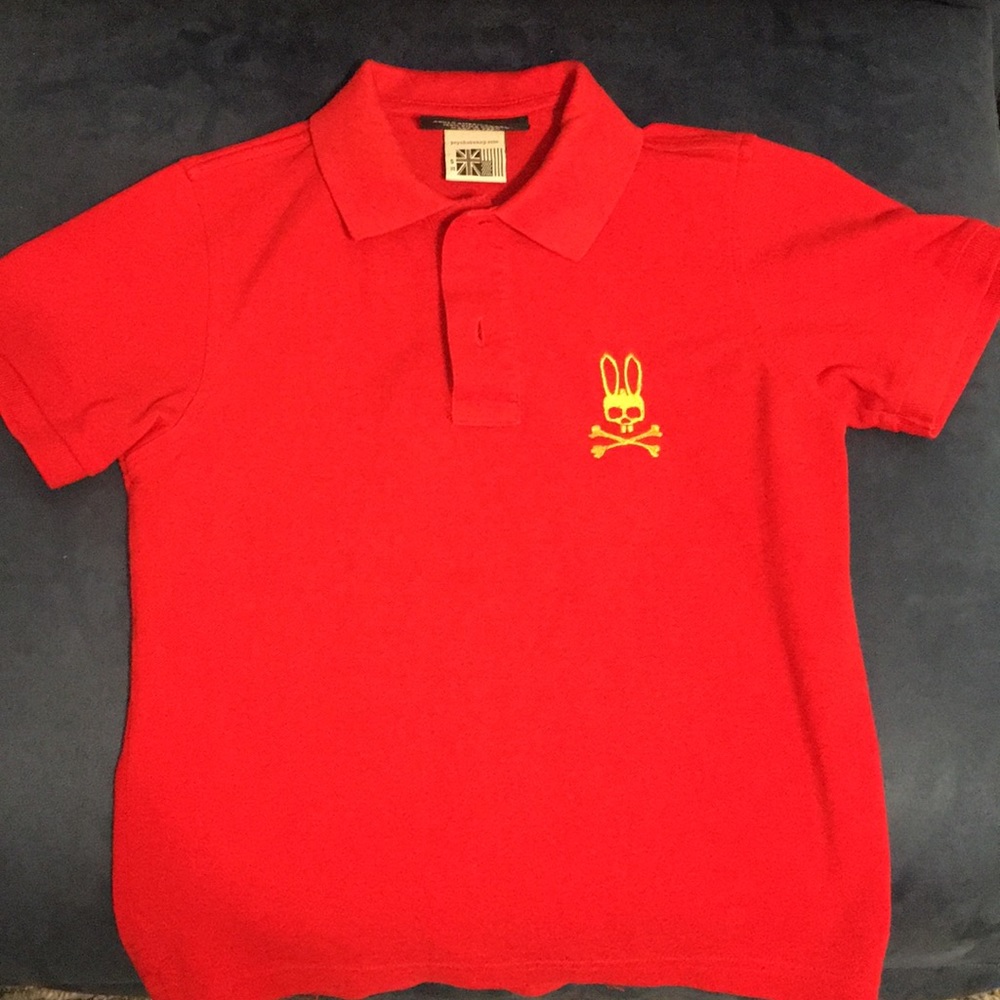 Red psycho bunny short sleeve polo size S 7/8